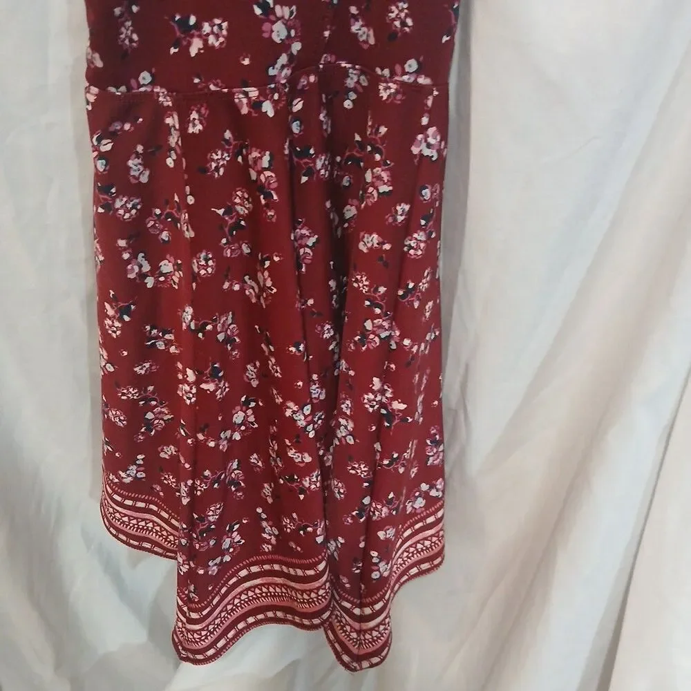 Abercrombie Kids Girls Maroon Floral print Holiday Dress, Sleeveless, Size 12
